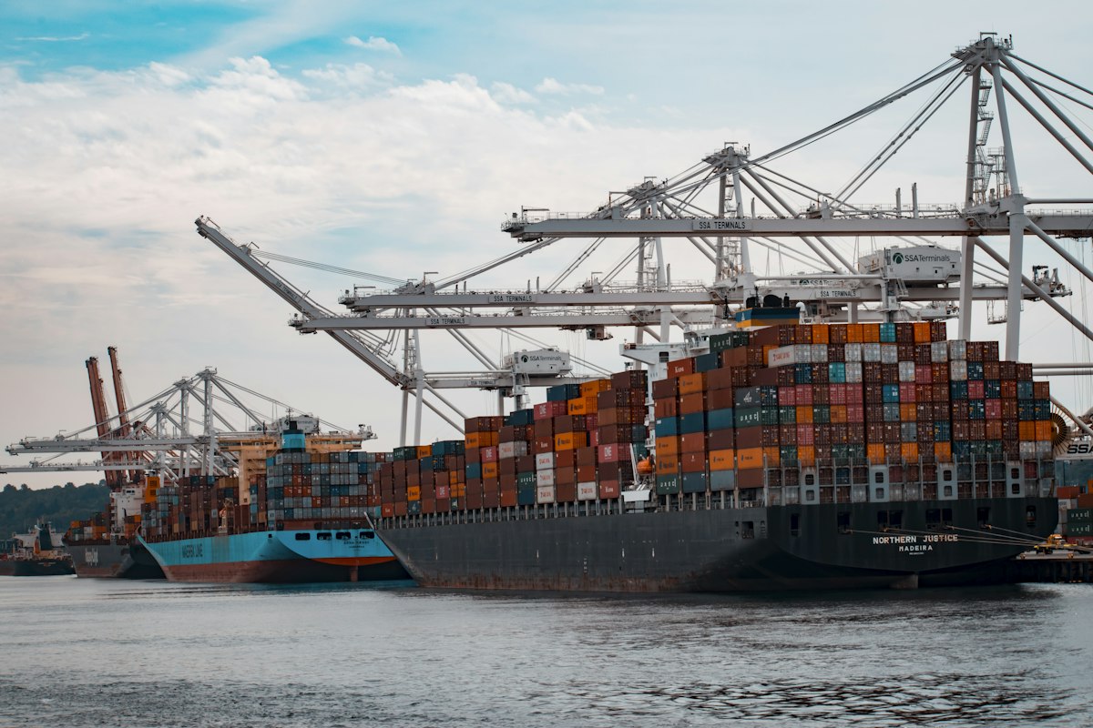 Export container logistics at maritime port